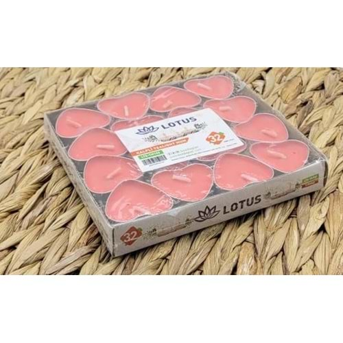 BZD LOTUS 32 Lİ KALPLİ KIRMIZI TEALIGHT MUM 1*60