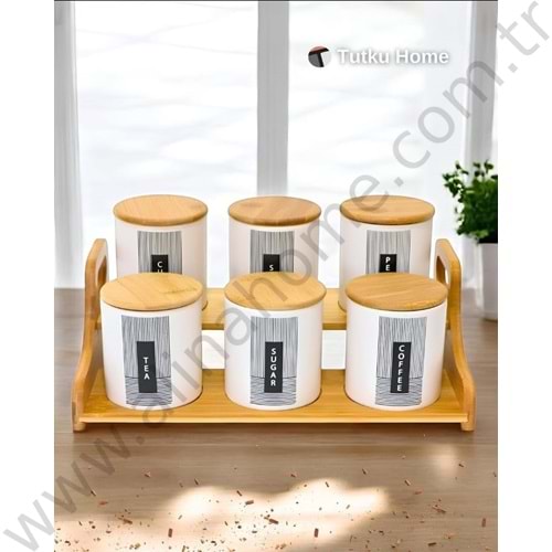 TUTKU AHŞAP STANDLI 7 Lİ BAHARAT SETİ 1*6