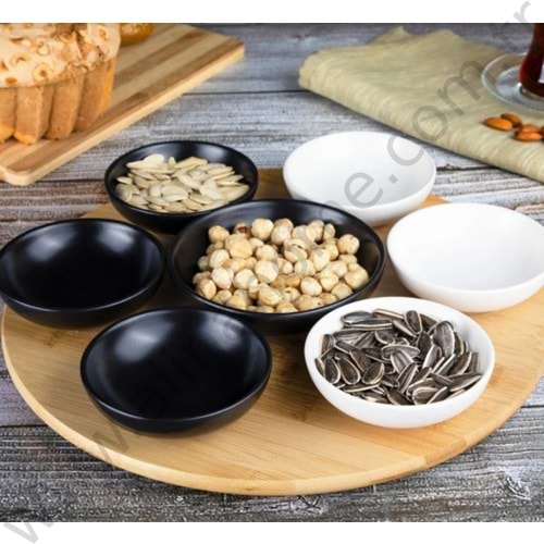 TUTKU AHŞAP STANDLI 7 PRÇ SOSLUK & ÇEREZLİK SETİ 1*4