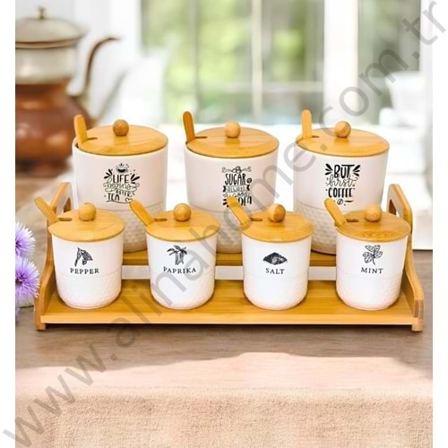 TUTKU AHŞAP STANDLI 7 Lİ BAHARAT TAKIMI 1*6