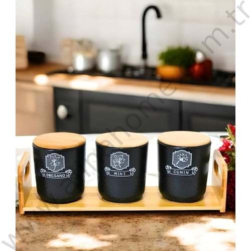 TUTKU AHŞAP STANDLI 3 LÜ BAHARAT TAKIMI 1*8