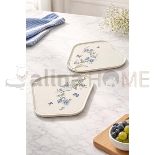 ALİNA HOME ÜÇGEN MAVİ YUVARLAK SERVİS 26,5 CM 1*12