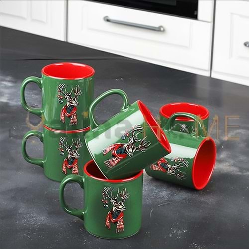 KSV KUPA PORSELEN SCARFED DEER ÇİFT RENK SİLİNDİRİK KUPA 1*24