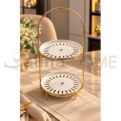 WOLF PORSELANN SUNUMLUK 2 KATLI KUŞ DESENLİ 1*12