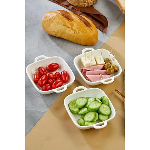 TEKBİR PORSELEN MEZE TABAĞI KARE KULPLU 15x12x3,5 CM ADET 1*3