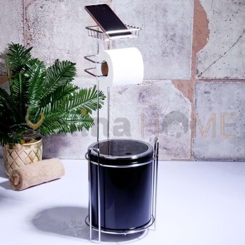 KSV OKYANUS YEDEKLİ WC KAĞITLIK YUV. SİYAH ÇÖP KOVASI AKB-755S 1*6
