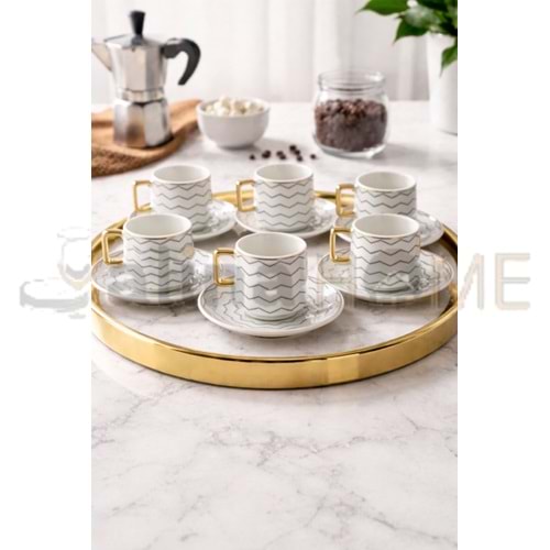 TEKBİR PORSELEN KAHVE TAKIMI SİYAH ÇİZGİLİ 1*12