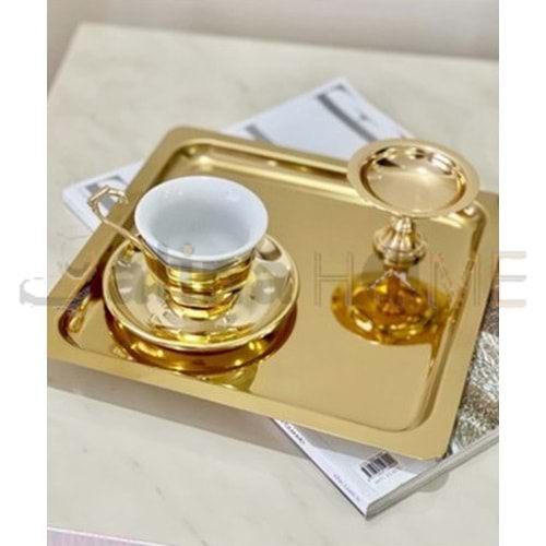 CNM PRES KARE ALTIN PASLANMAZ TEPSİ 22x22 CM