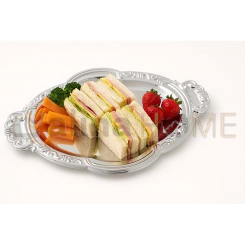 CNM PRES OSMANLI DESEN GÜMÜŞ PASLANMAZ TEPSİ 30x21 CM