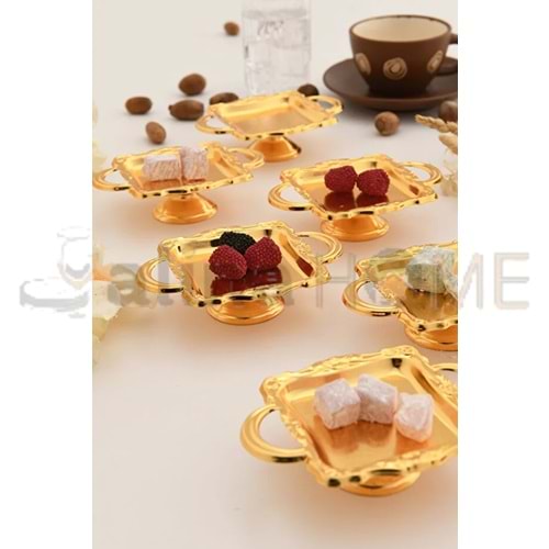 CNM PRES LOKUMLUK AYAKLI ALTIN KARE MİNİMAL SUNUMLUK 11x8 CM