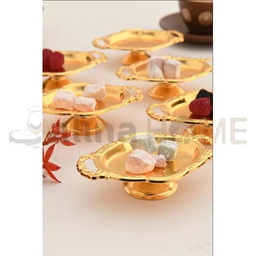 CNM PRES LOKUMLUK AYAKLI ALTIN OVAL MİNİMAL SUNUMLUK 10x7 CM