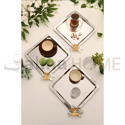 CNM PRES TEPSİ TEK KELEBEKLİ GÜMÜŞ KARE PASLANMAZ DELİKLİ 22x22 CM