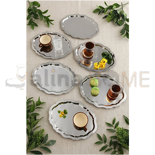 CNM PRES TEPSİ OVALDİ GÜMÜŞ PASLANMAZ TEPSİ 26x20 CM