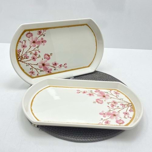 ALİNA HOME PEMBE SAKURA BÜYÜK OVAL SUNUM 31X18 CM 1*10